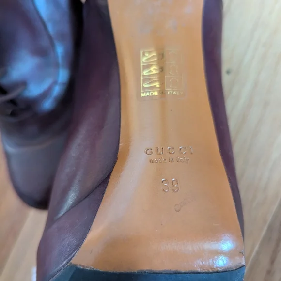 Gucci Womens High Heel Burgundy Leather Lace up Size 39 ( US 9) - Picture 4 of 8